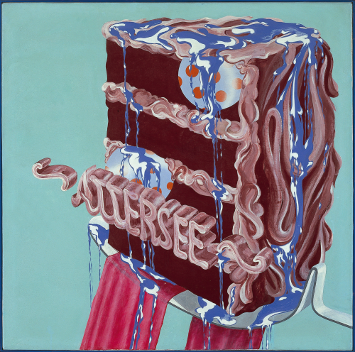 Torte mit Speisekugeln und Speiseblau 1967 © Attersee